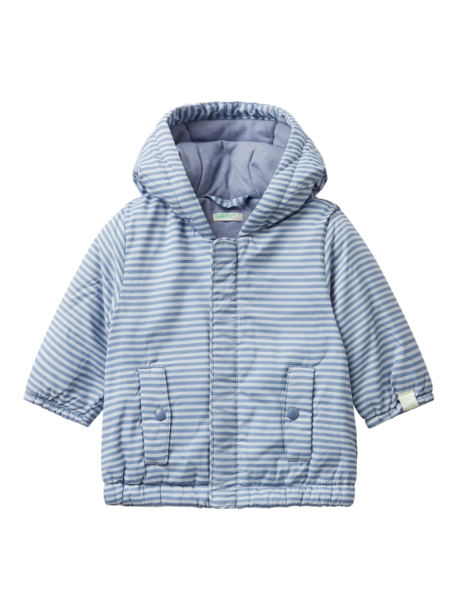 Product image 1 of 3, which shows Benetton Baby Striped Padded Jacket, Blue, 1-3 months