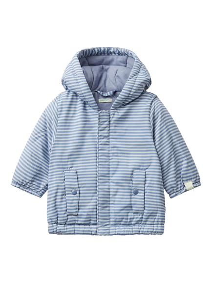 Benetton Baby Striped Padded Jacket, Blue, Blue