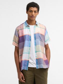 Barbour Bridford Short Sleeve Linen Shirt, Mint Blue, Mint Blue