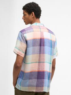 Barbour Bridford Short Sleeve Linen Shirt, Mint Blue - view 2, Mint Blue