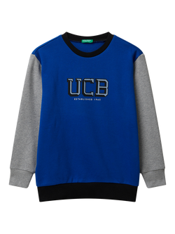 Benetton Kids' Cotton Colour Block Sweatshirt, Multi, Multi