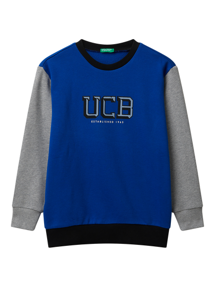 Benetton Kids' Cotton Colour Block Sweatshirt, Multi, Multi