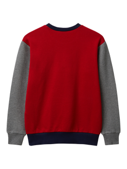 Benetton Kids' Cotton Crew Neck Colour Block Sweatshirt, Multi - view 2, Multi
