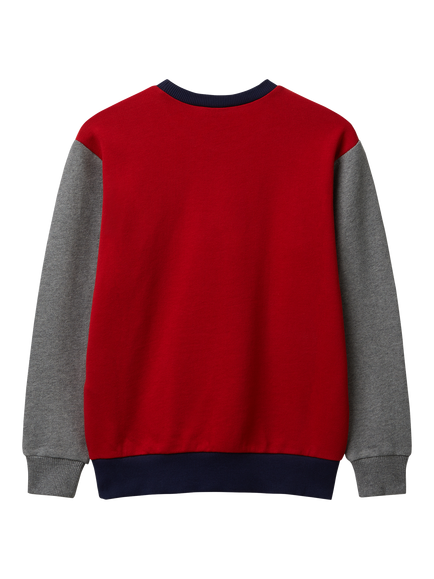 Benetton Kids' Cotton Crew Neck Colour Block Sweatshirt, Multi - view 2, Multi