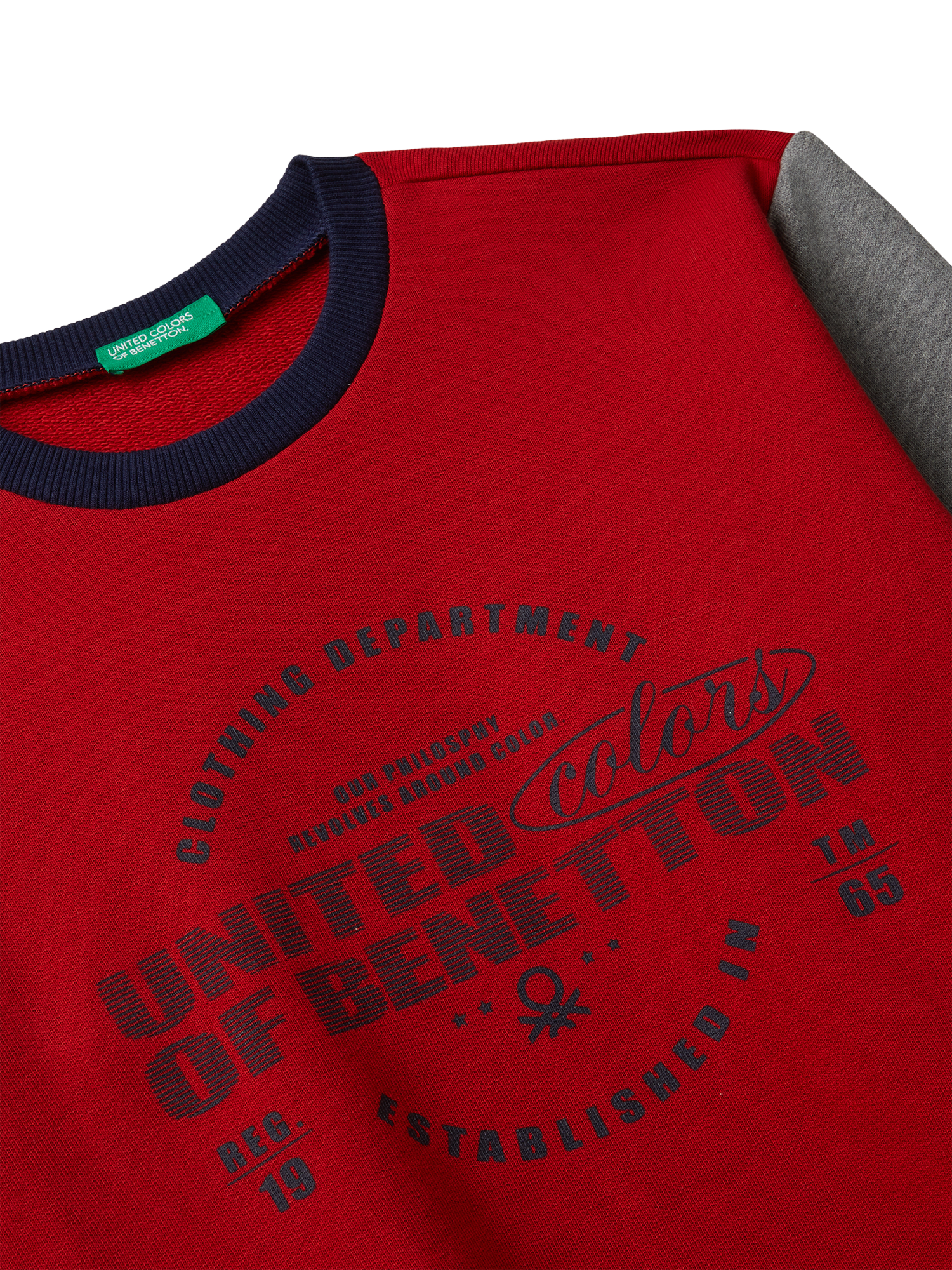 Product image 3 of 3, which shows Benetton Kids' Cotton Crew Neck Colour Block Sweatshirt, Multi, 6-7 years