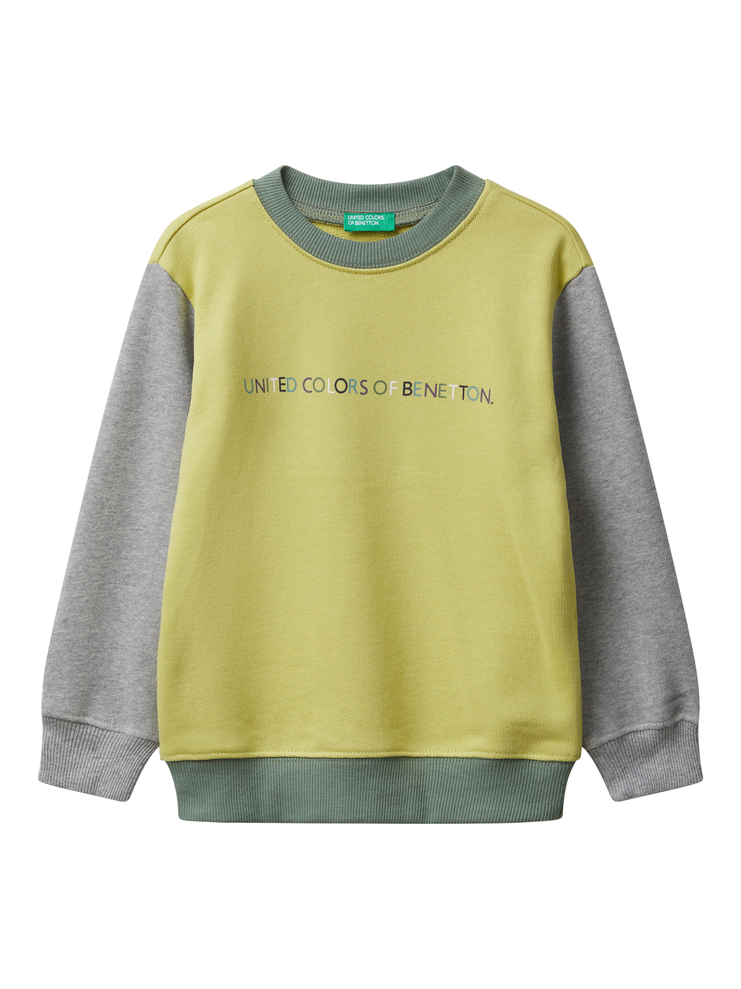 Product image 1 of 3, which shows Benetton Kids' Cotton Crew Neck Colour Block Sweatshirt, Multi, 18-24 months