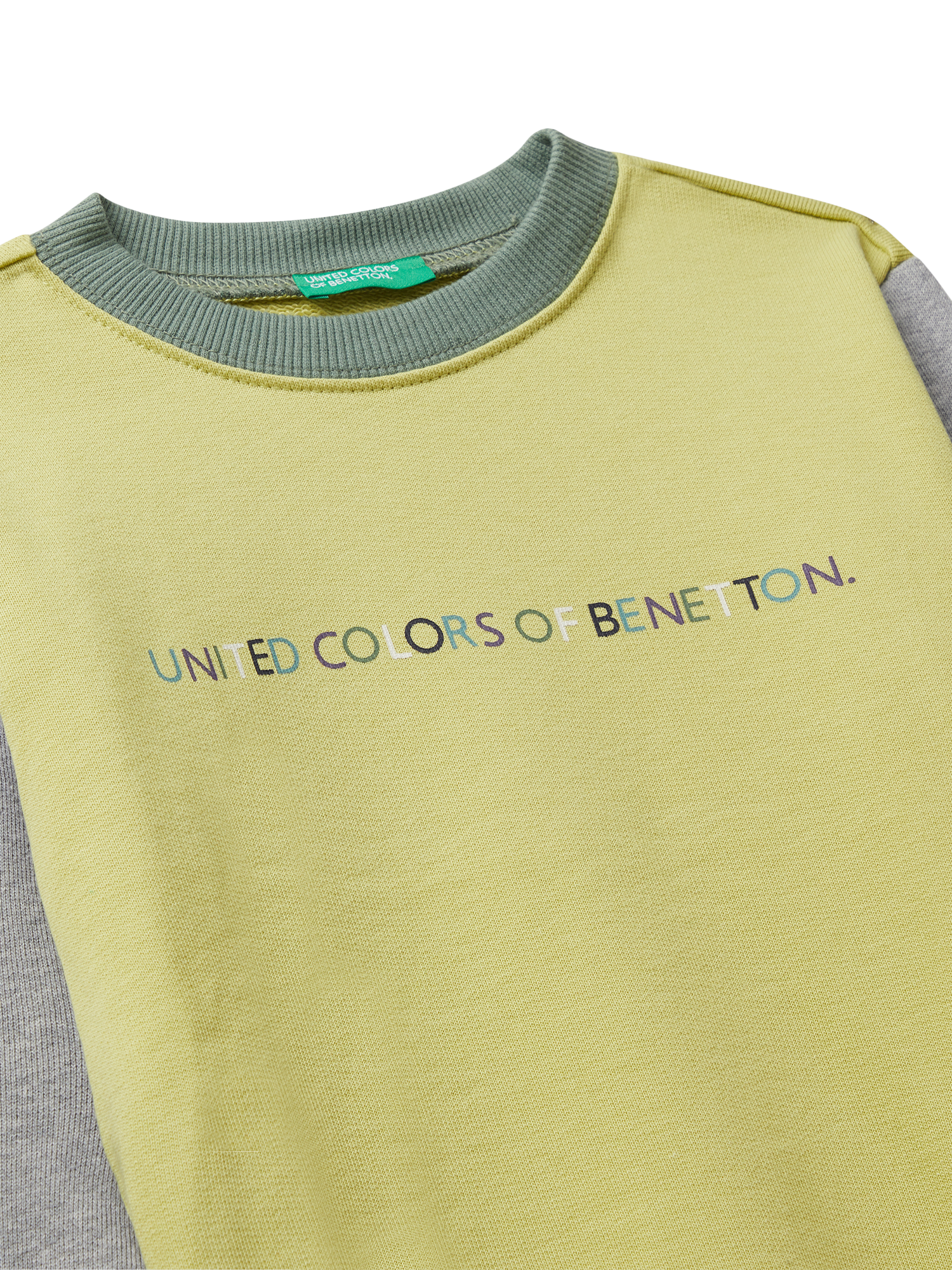 Product image 3 of 3, which shows Benetton Kids' Cotton Crew Neck Colour Block Sweatshirt, Multi, 18-24 months