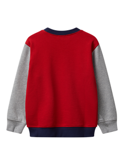 Benetton Kids' Cotton Crew Neck Colour Block Sweatshirt, Multi - view 2, Multi