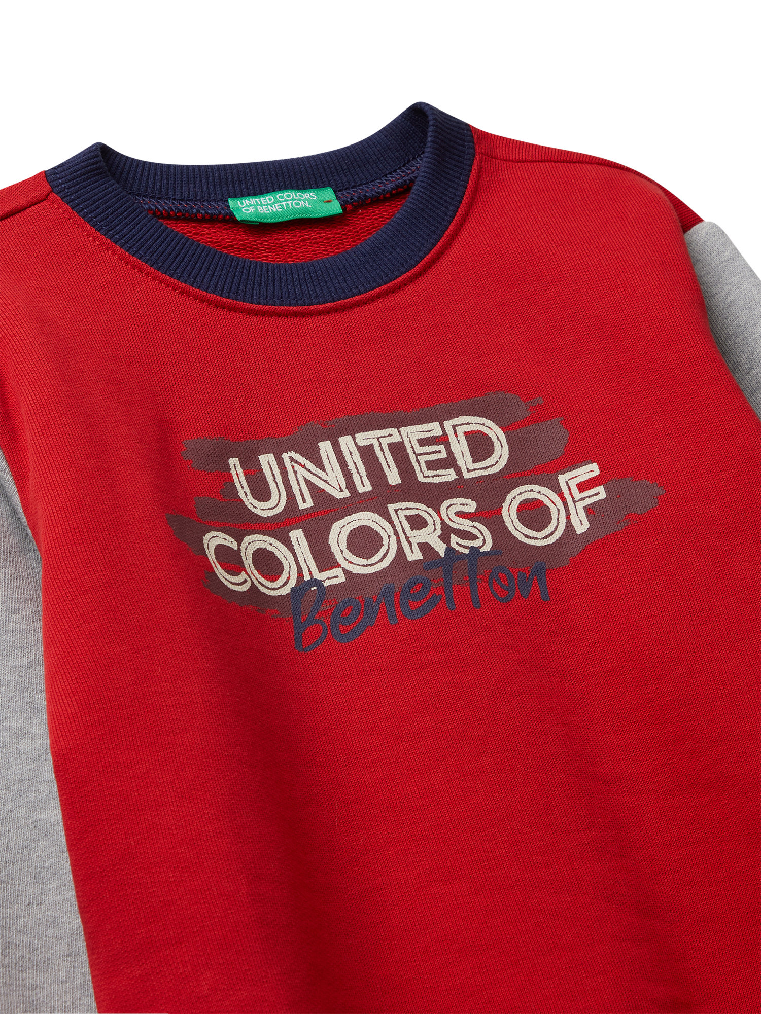 Product image 3 of 3, which shows Benetton Kids' Cotton Crew Neck Colour Block Sweatshirt, Multi, 3-4 years
