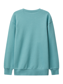 Benetton Kids' Cotton Crew Neck Graphic Print Sweatshirt, Green - view 2, Green