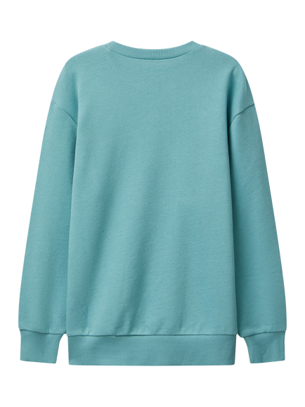 Benetton Kids' Cotton Crew Neck Graphic Print Sweatshirt, Green - view 2, Green