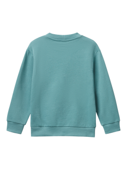 Benetton Kids' Cotton Crew Neck Graphic Print Sweatshirt, Green - view 2, Green