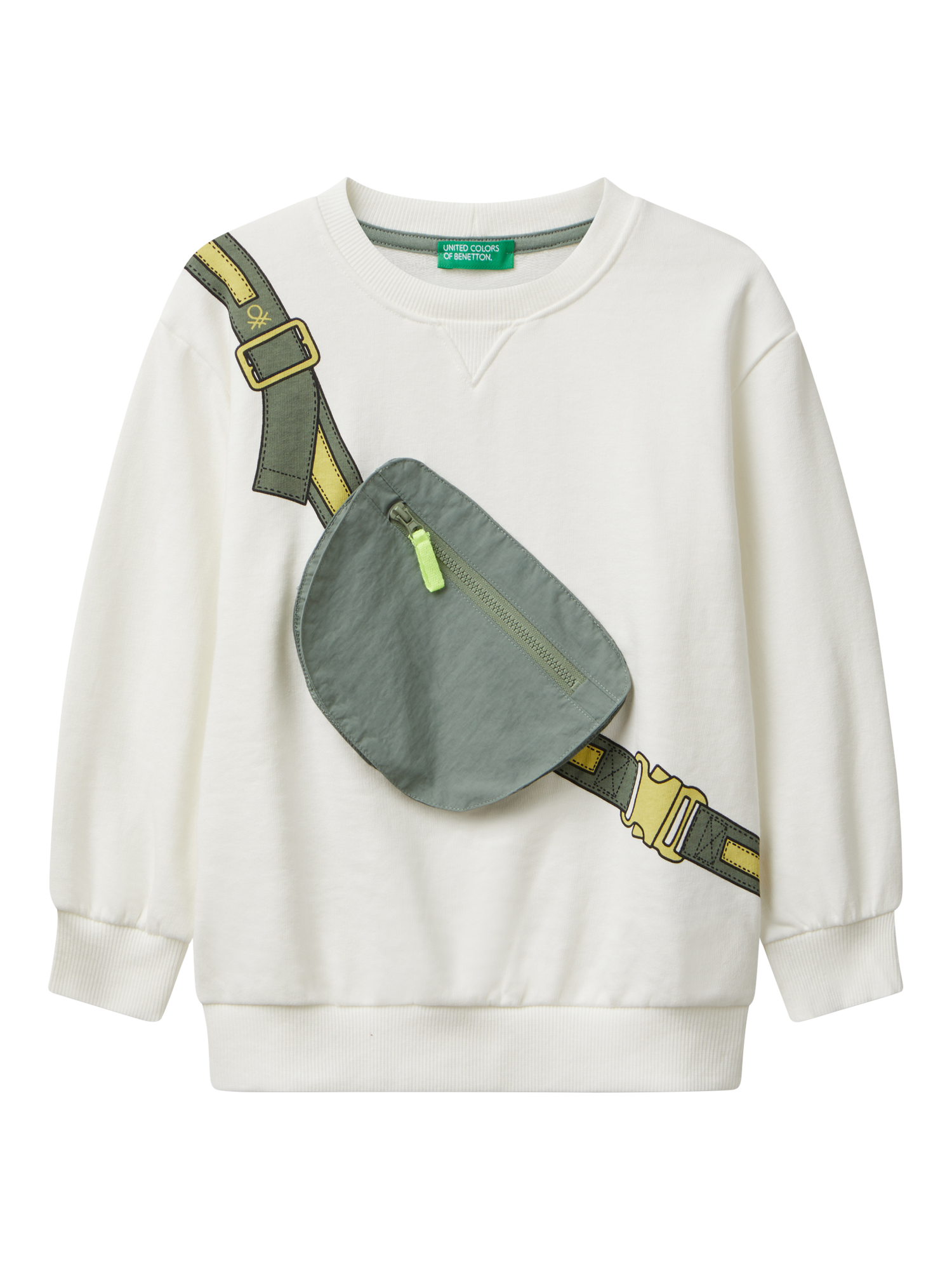 Product image 1 of 3, which shows Benetton Kids' Cotton Blend 3D Sweatshirt, White, 2-3 years