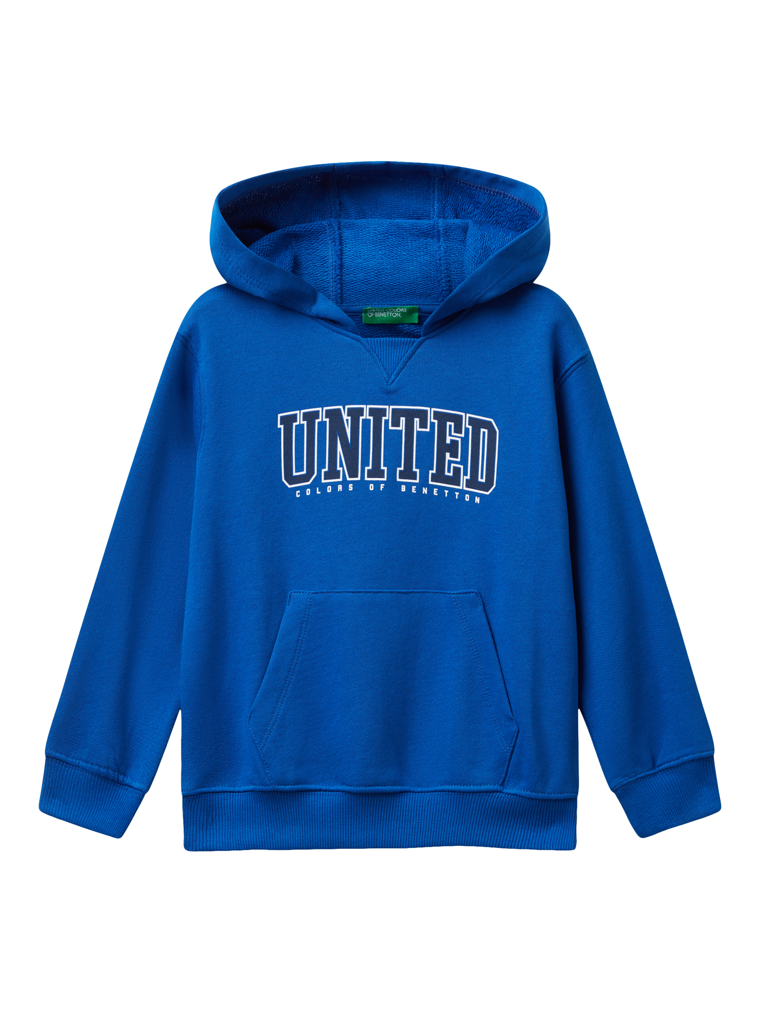 Benetton Kids' Cotton Logo Print Hoodie, Blue