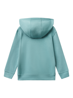 Benetton Kids' Cotton Logo Print Hoodie, Green - view 2, Green