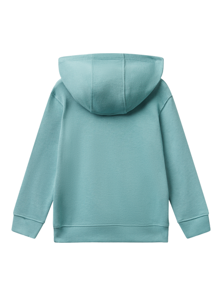 Benetton Kids' Cotton Logo Print Hoodie, Green - view 2, Green