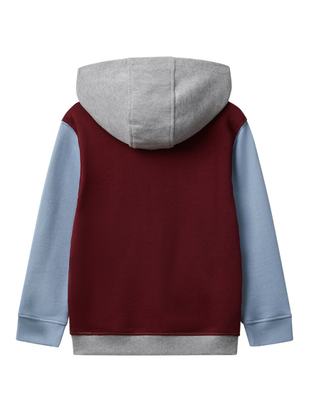 Benetton Kids' Cotton Colour Block Hoodie, Multi - view 2, Multi