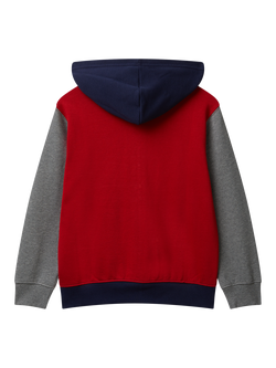 Benetton Kids' Cotton Zipped Colour Block Hoodie, Multi - view 2, Multi