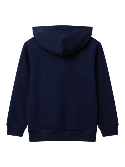 Benetton Kids' Cotton Logo Print Hoodie, Blue - view 2, Blue