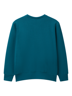 Benetton Kids' Cotton Long Sleeved Logo Sweatshirt, Blue - view 2, Blue