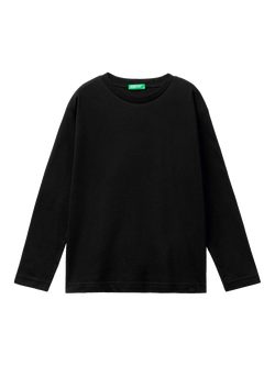 Benetton Kids' Pure Cotton Long Sleeve T-Shirt, Black