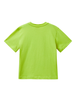 Benetton Kids' Cotton Short Sleeved Snoopy Print T-Shirt, Green - view 2, Green