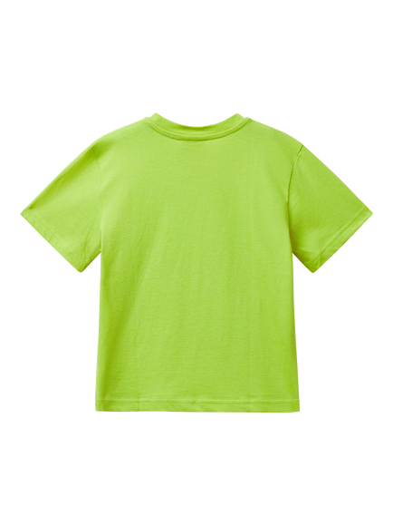Benetton Kids' Cotton Short Sleeved Snoopy Print T-Shirt, Green - view 2, Green