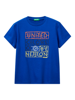 Benetton Kids' United Graphic T-Shirt, Blue
