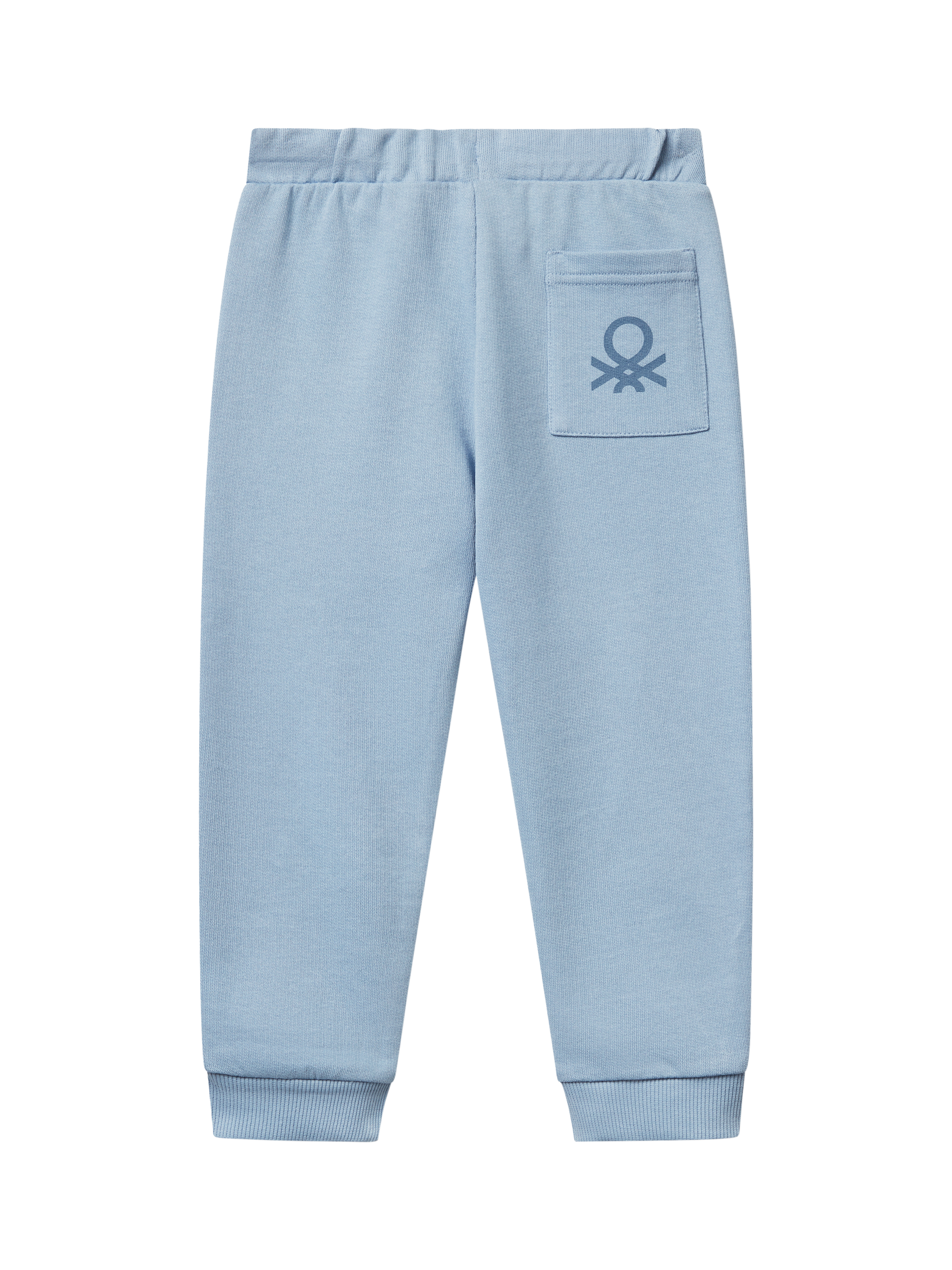 Product image 2 of 3, which shows Benetton Kids' Cotton Fleece Drawstring Joggers, Blue, 18-24 months