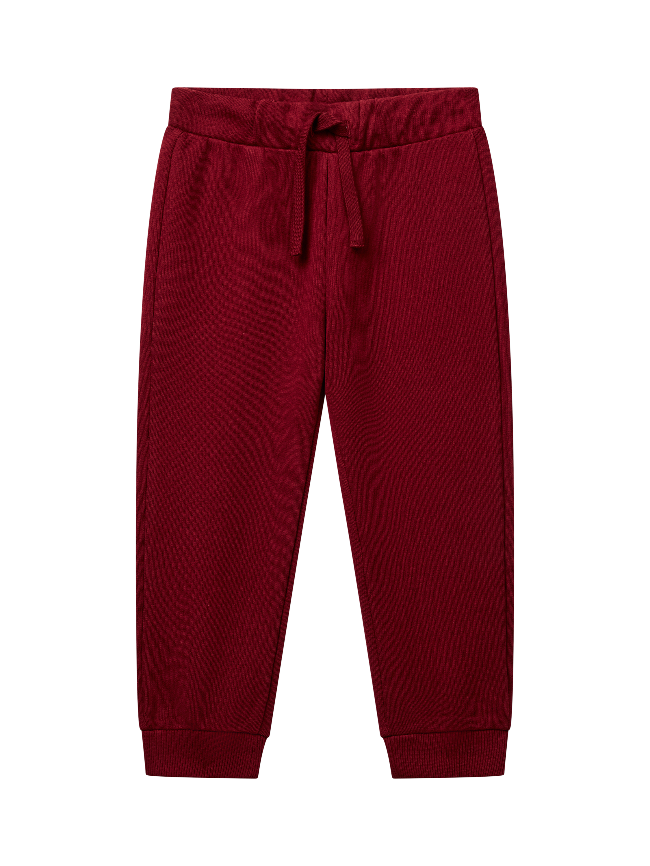 Product image 1 of 3, which shows Benetton Kids' Cotton Fleece Drawstring Joggers, Red, 18-24 months