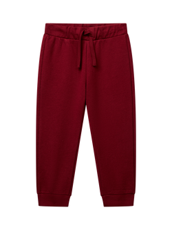 Benetton Kids' Cotton Fleece Drawstring Joggers, Red