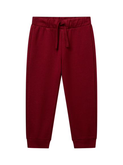 Benetton Kids' Cotton Fleece Drawstring Joggers, Red