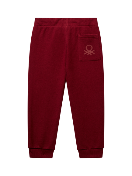 Benetton Kids' Cotton Fleece Drawstring Joggers - view 2, Red