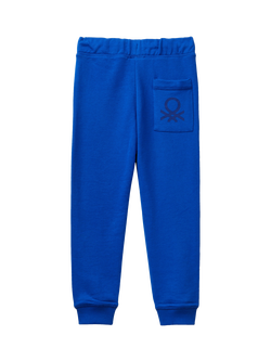 Benetton Kids' Fleece Lined Joggers, Bluette - view 2, Bluette