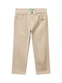 Benetton Kids' Regular Denim Trousers, Cream