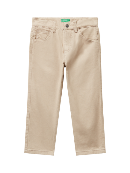 Benetton Kids' Regular Denim Trousers, Cream