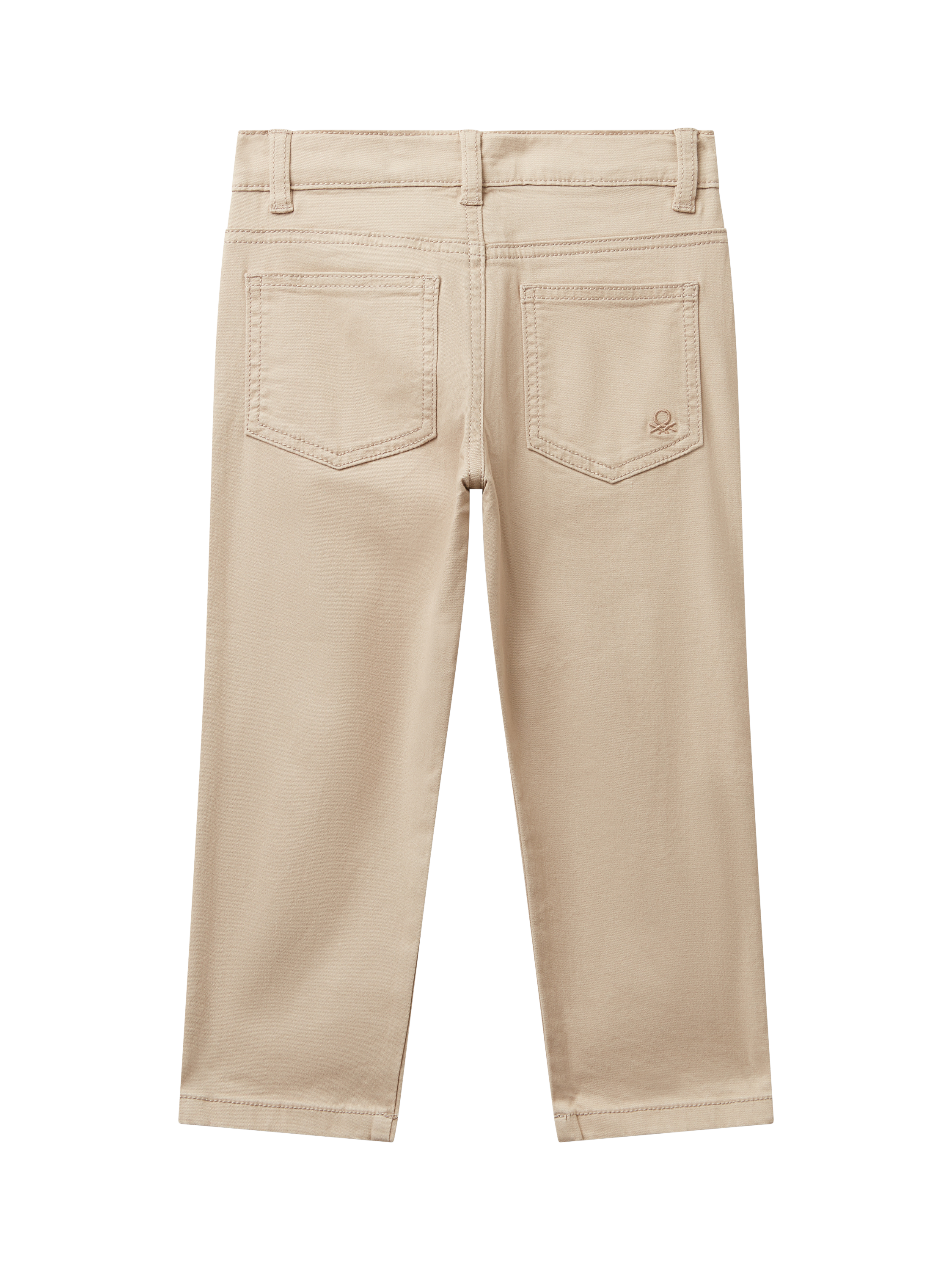 Product image 2 of 3, which shows Benetton Kids' Regular Denim Trousers, Cream, 3-4 years