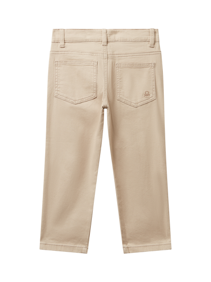 Benetton Kids' Regular Denim Trousers - view 2, Cream