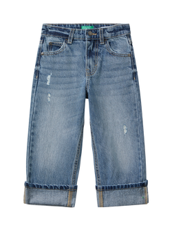 Benetton Kids' Mid Rise Straight Denim Jeans, Blue, Blue