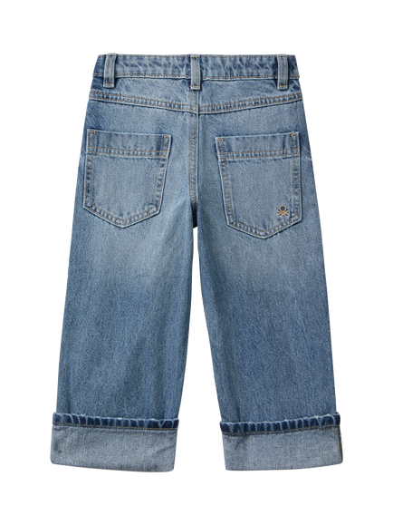 Benetton Kids' Mid Rise Straight Denim Jeans, Blue - view 2, Blue