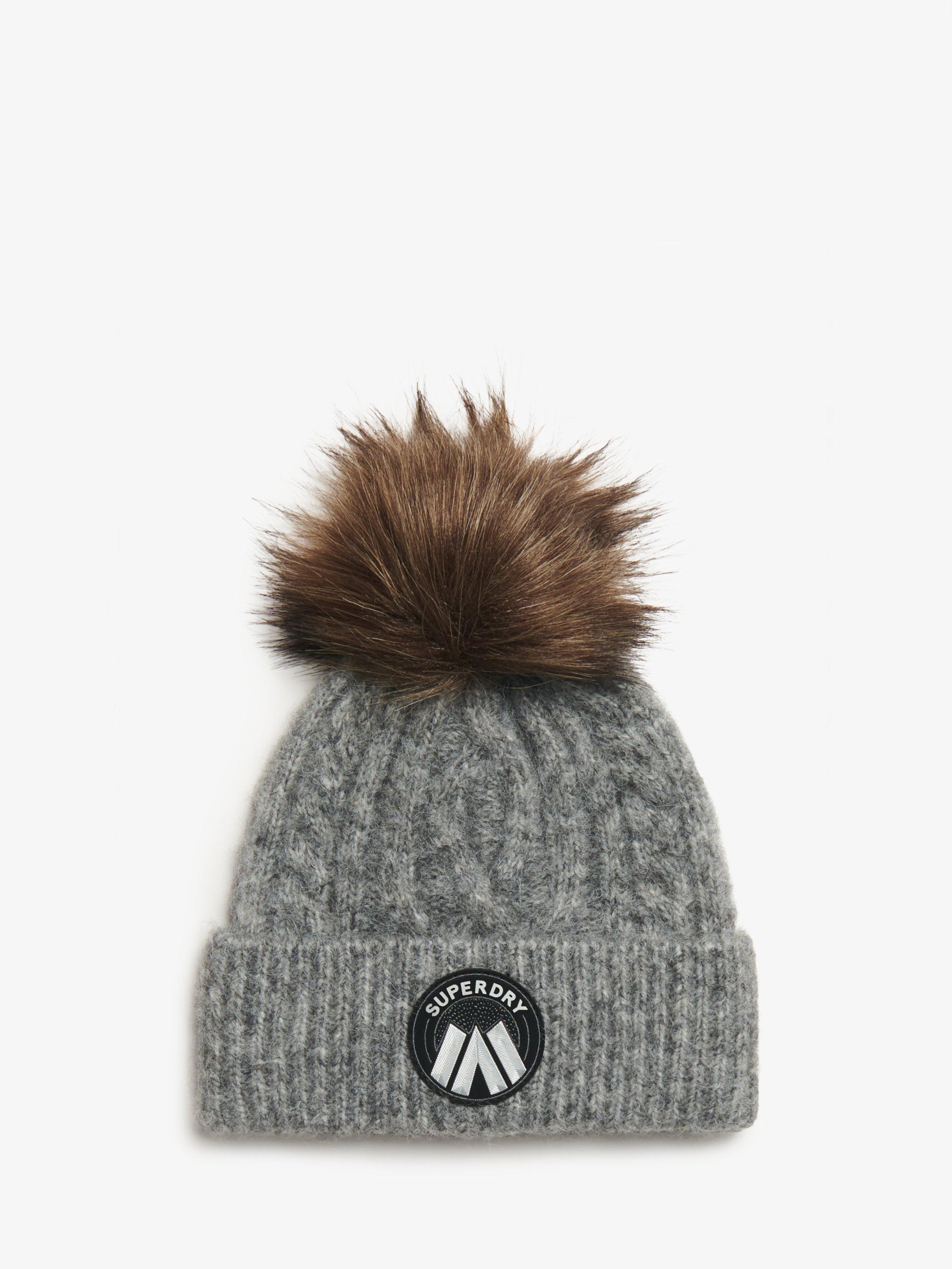 Product image 1 of 11, which shows Superdry Cable Luxe Knit Bobble Hat, Scandi Grey Marl