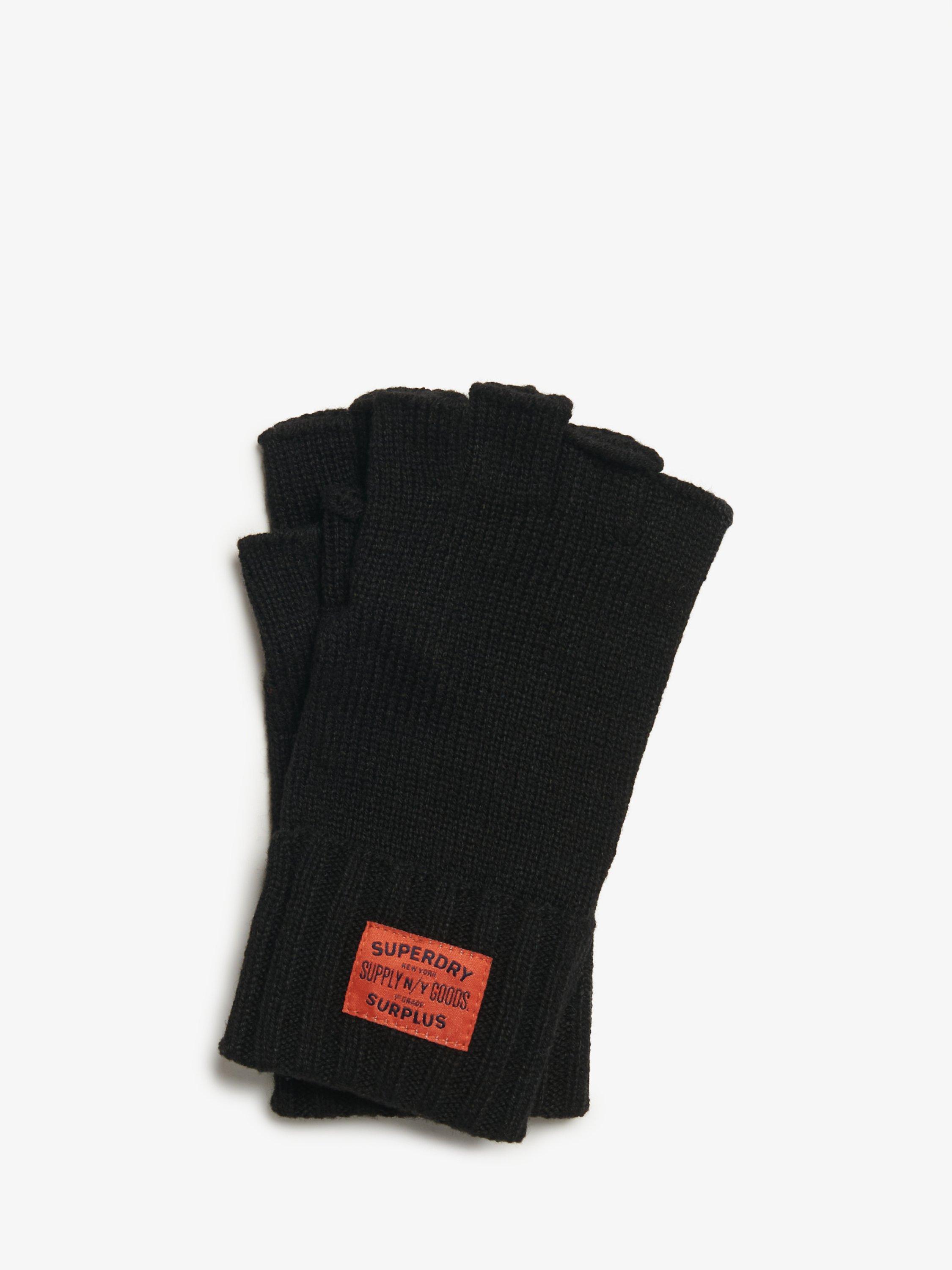Product image 3 of 3, which shows Superdry Workwear Fingerless Knitted Gloves, Black, S-M