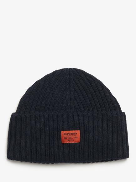 Superdry Workwear Knitted Beanie Hat, Eclipse Navy, Eclipse Navy