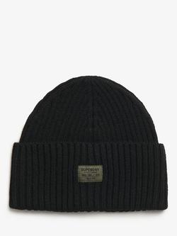 Superdry Workwear Knit Beanie Hat, Black, Black