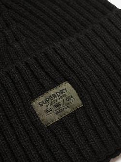 Superdry Workwear Knit Beanie Hat, Black - view 2, Black