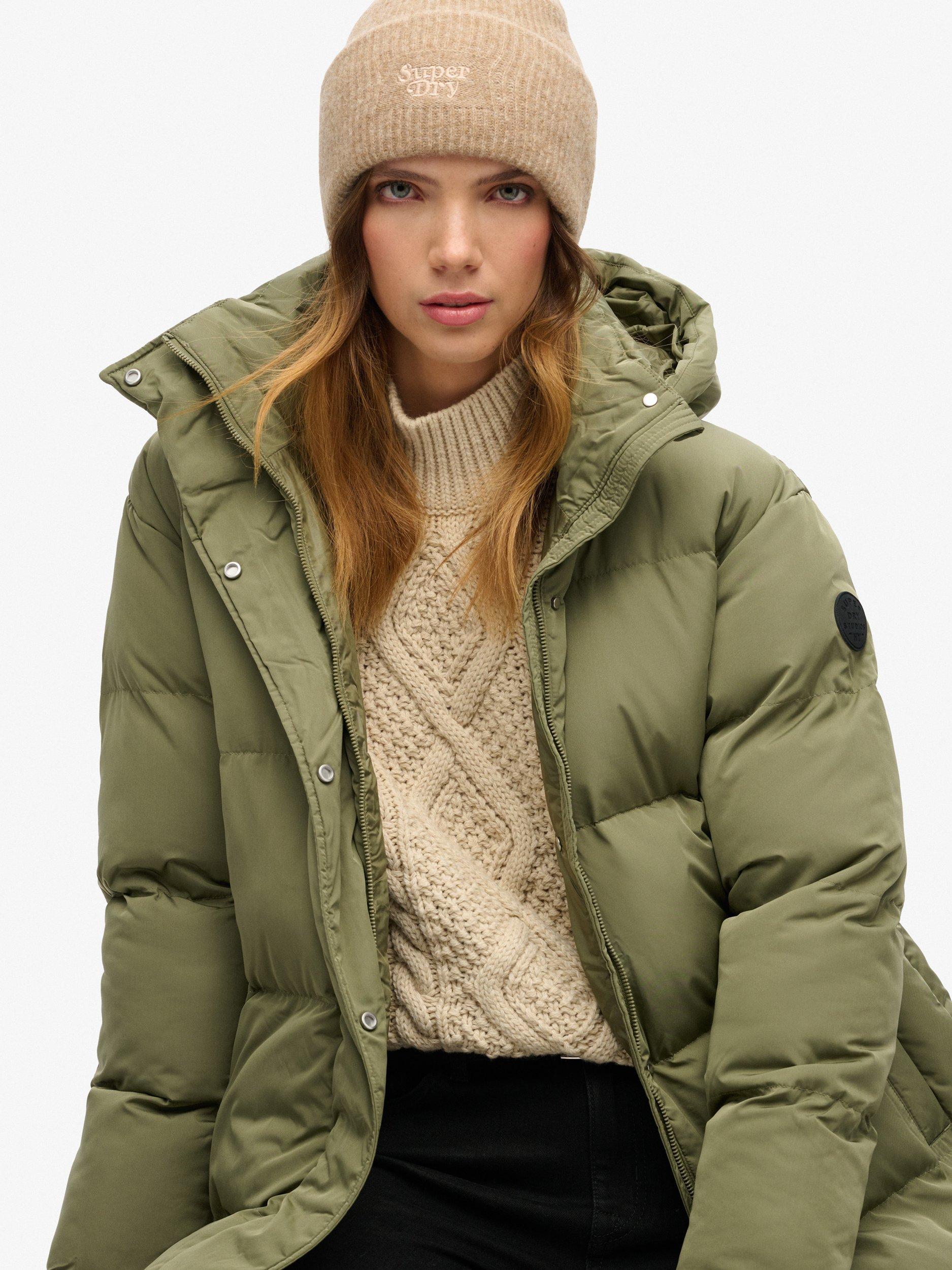 Product image 3 of 3, which shows Superdry Soft Rib Knit Beanie Hat, Coconut Brown, One Size