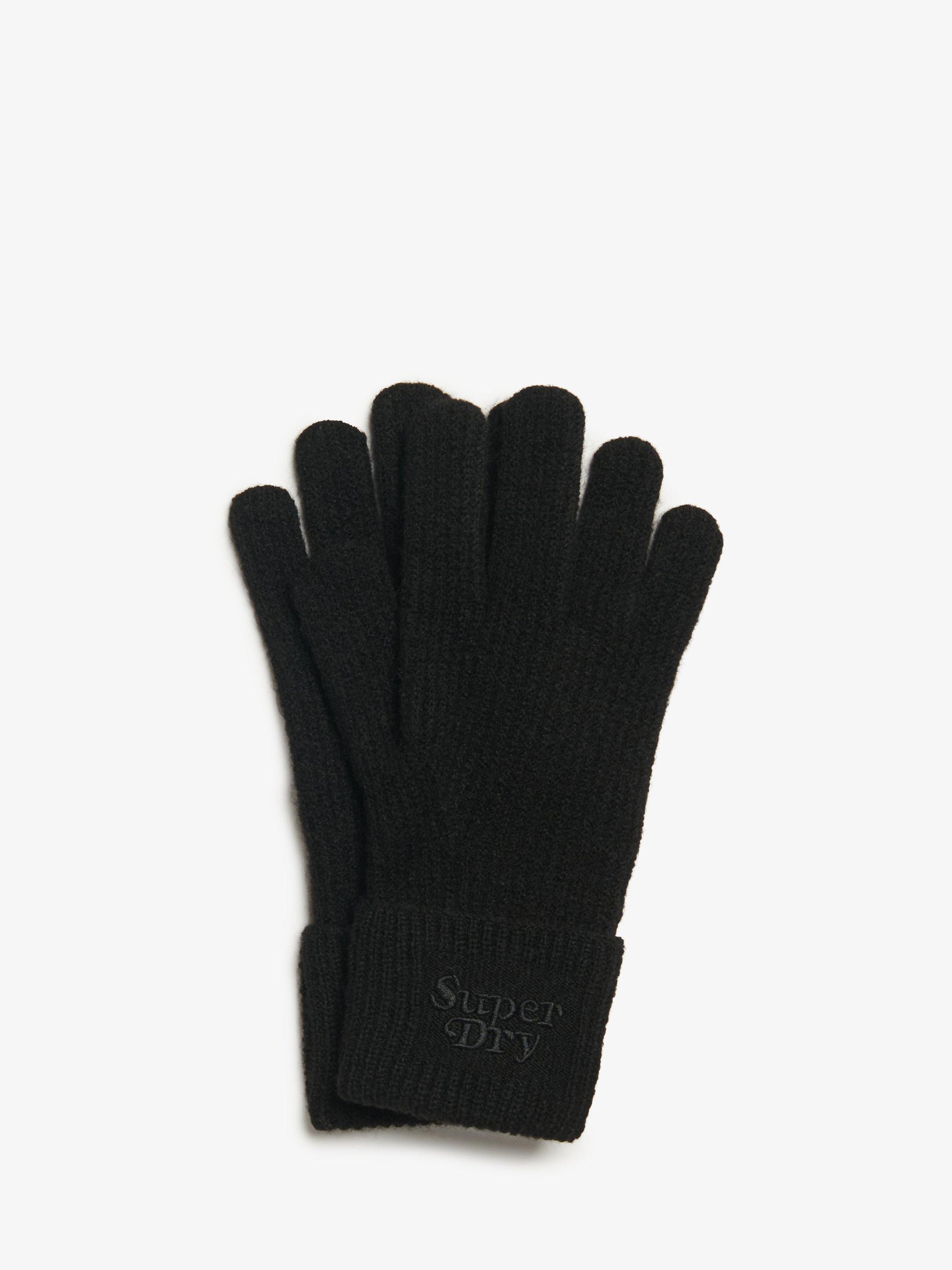 Product image 3 of 3, which shows Superdry Soft Rib Knit Gloves, Black, One Size