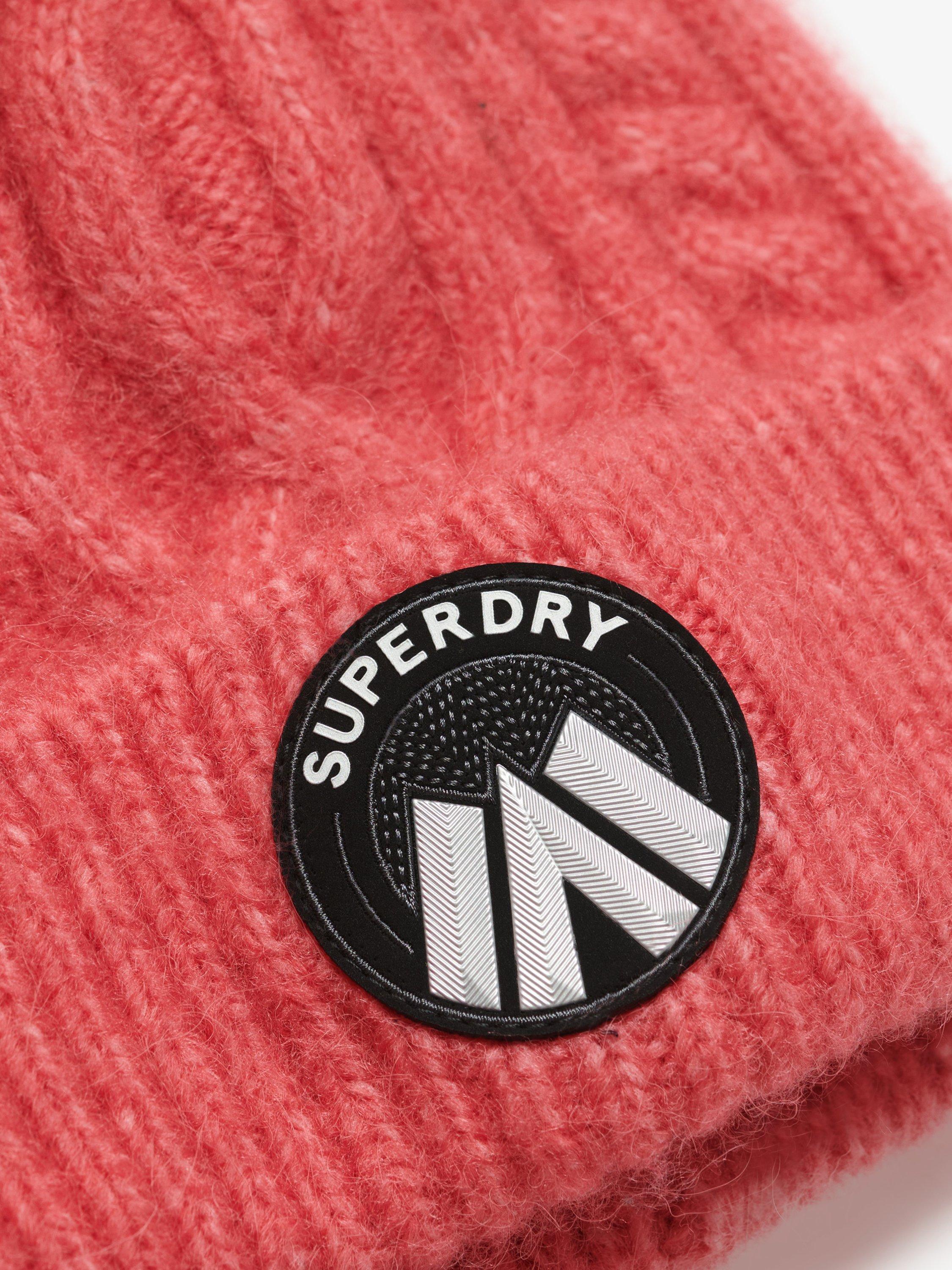 Product image 3 of 4, which shows Superdry Cable Knit Bobble Hat, Cord Pink, One Size