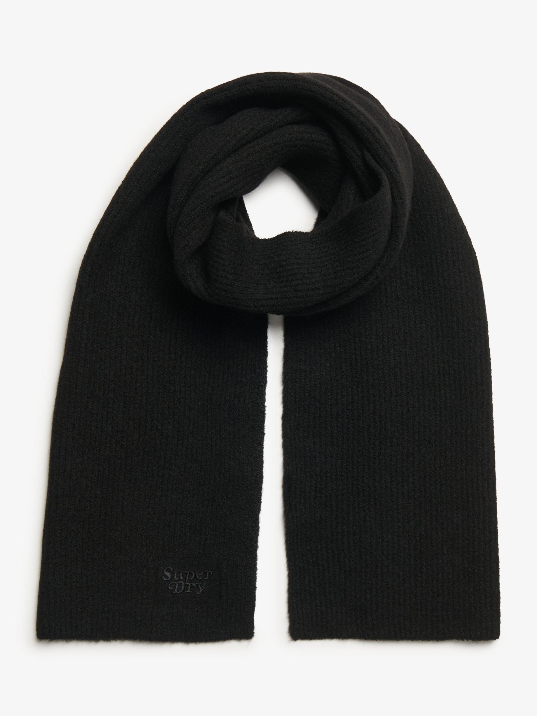 Product image 1 of 3, which shows Superdry Soft Rib Knit Scarf, Black, One Size