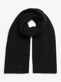Superdry Soft Rib Knit Scarf, Black